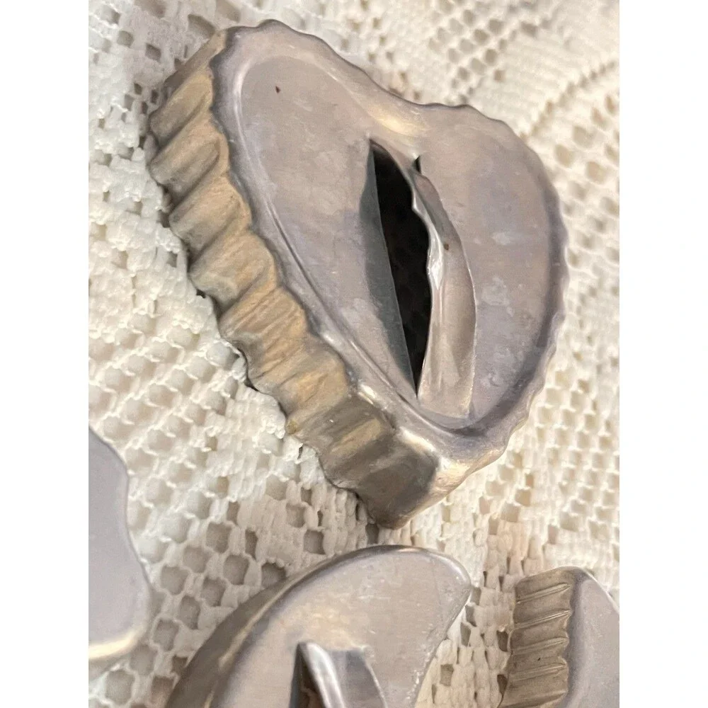 Vintage Aluminum Christmas Cookie Cutter Set Santa Tree Heart Moon Star 5 Pc